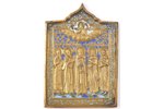ikona, Izvēlēti svētie: Svētie Nīls, Blēzs, Modests, Floruss un Laurs, vara sakausējuma, 4-krāsu ema...