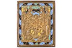 ikona, Jēzus Kristus tronī, vara sakausējuma, 4-krāsu emalja, Krievijas impērija, 19. gs., 12.9 x 10...