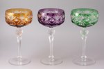 set of 6 champagne glasses, WMF Cristal Cabinet, Germany, h 19.9, Ø 10.2 cm, one of the glasses with...
