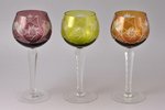 set of 6 champagne glasses, Lausitzer, Germany, the 2nd half of the 20th cent., h 18.8, Ø 8 cm, one...