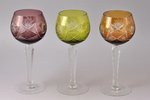 set of 6 champagne glasses, Lausitzer, Germany, the 2nd half of the 20th cent., h 18.8, Ø 8 cm, one...