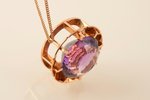 a chain, a pendant, gold, 585 standard, 12.73 g., the item's dimensions Ø 2.4 cm, amethyst, Finland...