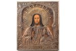 ikona, Jēzus Kristus Pantokrators, rāmī, dēlis, gleznojums, metāls, māksliniecisks gravējums, Krievi...