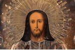 ikona, Jēzus Kristus Pantokrators, rāmī, dēlis, gleznojums, metāls, māksliniecisks gravējums, Krievi...