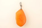 a pendant, silver / amber, 875 standard, 5.14 g., the amber's dimensions 3.8 x 2.3 x 0.9 cm, 1972, K...