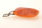 a pendant, silver / amber, 875 standard, 5.14 g., the amber's dimensions 3.8 x 2.3 x 0.9 cm, 1972, K...