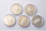 komplekts, 20 dolāri, 1985-1987 g., 10 monētas "XV Ziemas Olimpiskās spēles Kalgari", sudrabs, 925 p...