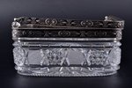 candy-bowl, silver, 84 standard, gilding, crystal, 16 x 16 cm, h (with handle) 19 cm, by Pyotr Evstr...