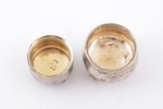 set of 2 saltcellars, silver, 84 standard, total weight of items 27.3 g, engraving, h 2.5 / 3.1 cm,...