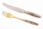 set of 2 flatware items: fork (silver) and knife (silver/metal), 875 standard, total weight of items...