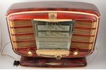 radio receiver, "Zvezda 54", marked "ИШ", USSR, the 50ies of 20th cent., 56 x ~25 x h35 cm, adapted...