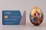 easter egg, porcelain, private factories, Russia, h 7 cm, Ø 5.2 cm, decal with handpaint elements, g...