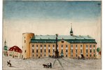 неизвестный автор, Замковая площадь с Колонной победы, ~ 1830 г., бумага, акварель, 19 х 27 см, пере...
