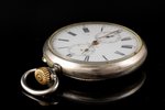 pocket watch, "August Ericsson", metal, 102.65 g, 6.7 x 5.4 cm, Ø 54 mm, cracks on the dial, chronog...