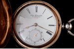 pocket watch, "John Edwards", Great Britain, silver, gold plated, 925 standart, 126.11 g, 6.4 x 5.3...