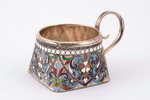 charka (little glass), silver, 84 standard, 37.44 g, cloisonne enamel, h (with handle) 3.6 cm, by Pa...