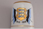 mini cup, Coat of arms of Estonia, porcelain, Langebraun, Estonia, the 20-30ties of 20th cent., h 5....