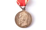 медаль, За усердие, Николай II, серебро, Российская Империя, начало 20-го века, 35.6 x 30.3 мм, с фу...