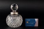 perfume bottle, silver, 925 standard, cut-glass (crystal), Ø 10.8 cm, h (with stopper) 15.5 cm, Lond...