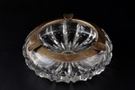 ashtray, silver, 925 standard, cut-glass (crystal), Ø 16.7 cm, insignificant chips in some places...