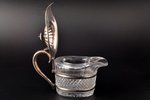 cream jug, silver, 84 standard, cut-glass (crystal), h 10.7 x 17 x 8.1 cm, by Heinrich Gronmeyer, 18...