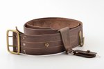 officer's belt, leather, length 110 cm, width 5.2 cm, Latvia, the 20ties of 20th cent., attached pho...