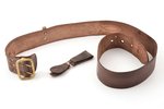 officer's belt, leather, length 110 cm, width 5.2 cm, Latvia, the 20ties of 20th cent., attached pho...