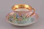 tea pair, porcelain, M.S. Kuznetsov manufactory, hand-painted, Riga (Latvia), Russia, 1890-1910, h (...