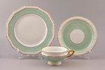 tējas trio, porcelāns, Langebraun, Igaunija, 20 gs. 20-30tie gadi, h (tasīte) 5.6 cm, Ø (apakštasīte...