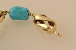 beads, gold, 585 standard, 33.45 g., the item's dimensions 40 cm, turquoise...