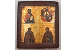 four-part icon, Jesus Christ Pantocrator, Neopalimaya Kupina, Saint Sergius of Radonezh, Saint Serap...