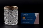 стакан, серебро, с монограммой "Valstspapīru spiestuves darbinieki", 875 проба, хрусталь, h 8.2 см,...
