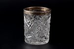 goblet, silver, with monogram "Valstspapīru spiestuves darbinieki", 875 standard, crystal, h 8.2 cm,...