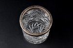 стакан, серебро, с монограммой "Valstspapīru spiestuves darbinieki", 875 проба, хрусталь, h 8.2 см,...