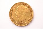 Itālija, 40 liras, 1814 g., "Napoleons I", zelts, 900 prove, 12.903 g, tīra zelta svars 11.6 g, KM# ...