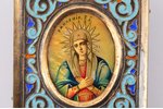 kaklarotas ikona, Dievmāte "Eleusa", gleznojums, starpsienu emalja, sudraba uzlika, gliemežvāks, 84...