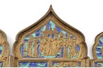 icon with foldable side flaps, Great Feasts, copper alloy, 2-color enamel, Russia, the 19th cent., 1...