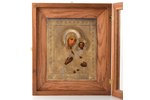 icon, Our Lady of Smolensk, in icon case, board, painting, guilding, silver oklad, 84 standard, Mosc...