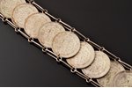 браслет, из монет 10 копеек (1897-1915 года), биллон серебра (500), 42.5 г., Российская империя, дли...