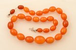beads, amber, 57.70 g., item's length ~53 cm, largest stone size 2.6 x Ø2 cm, in some places chips o...