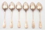 set of 6 forks and 6 spoons, silver, 84 standard, total weight of items 702.50 g, 20.5 / 20.8 cm, by...