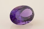 amethyst, with certificate, 44.26(4) ct, ~28.5 x 19.6 x 14.6 mm, Clarity - Transparent, shape and cu...