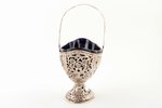 candy-bowl, silver, with glass, 830 standard, silver weight 235.5 g, 15 x 10.3 cm, h (with handle) 2...
