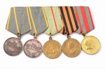колодка с 5 медалями: "За Боевые Заслуги" (№ 638831, № 3162963), "За оборону Сталинграда", "За побед...