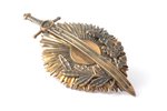 badge, 6th Riga infantry regiment, Latvia, 20-30ies of 20th cent., 70.5 x 39 mm, soldered...