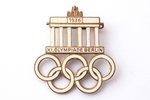 badge, 1936 Summer Olympics in Berlin (Games of the XI Olympiad), Germany, 1936, 30.3 x 33 mm...