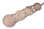 часовой брелок, из монет 10, 15, 20 и 50 копеек (1924-1930), биллон серебра (500), 20-е годы 20го ве...