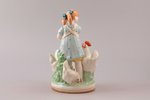 figurine, Girl Feeding Chickens, porcelain, USSR, Minsk porcelain-faience plant, molder - N. Malishe...