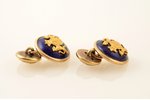 cufflinks, metal, enamel, 22.20 g., the item's dimensions Ø 2.2 cm, the 2nd half of the 20th cent.,...
