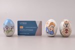 комплект из 3 пасхальных яиц, фарфор, Рижская фарфоровая фабрика, Рига (Латвия), h 6 см, Ø 4.3 см...